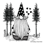 Enchanting Valentine Gnome in the Forest Coloring Pages 4