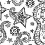 Enticing Paisley Star Coloring Pages 1