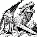 Epic Dragon and Hero Coloring Pages 1