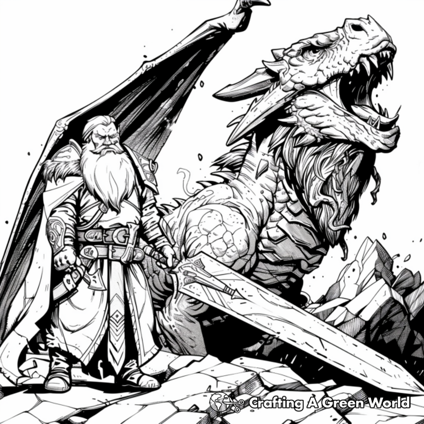 Epic Dragon and Hero Coloring Pages 1