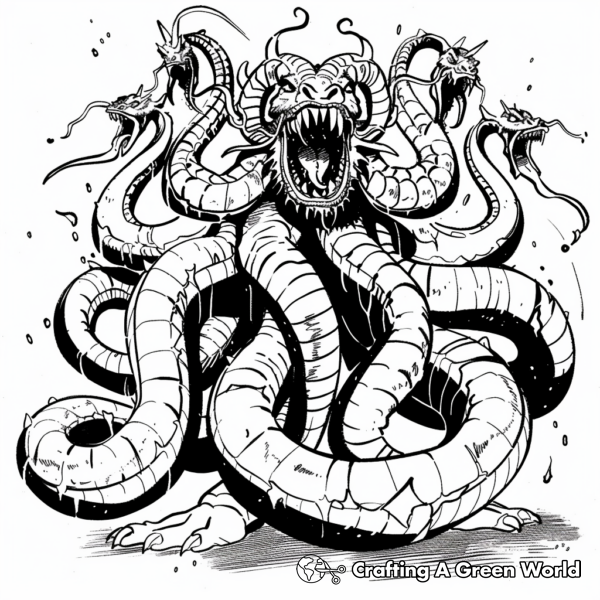 Epic Greek Hydra Dragon Coloring Pages 1