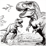 Epic T-Rex vs Spinosaurus Battle Coloring Pages 1