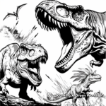 Epic T-Rex vs Spinosaurus Battle Coloring Pages 2