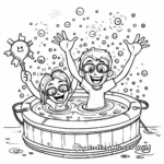 Excited Kids in Pool Summer Coloring Pages 2