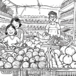 Exciting Monday Market Trip Coloring Pages 4