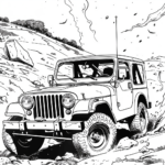 Exciting Off-Road Jeep: Terrain-Scene Coloring Pages 2
