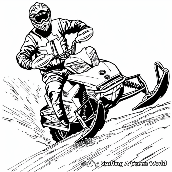 Exciting Snowmobile Racing Coloring Pages 1