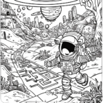 Exciting Space Exploration Maze Coloring Pages 1