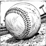 Extreme Close-Up Baseball Game Scene Coloring Pages 1
