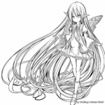 Fabulous Anime Fairy with Beautiful Long Hair Coloring Pages 1