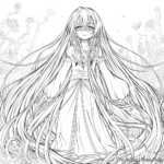 Fabulous Anime Fairy with Beautiful Long Hair Coloring Pages 3