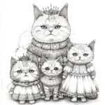 Fairy Tale Cat Princess Coloring Pages 1