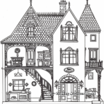 Fairy-tale Doll House Coloring Pages 1