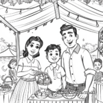 Family Celebrating Sukkot Coloring Pages 1