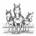 Family of Normandy Draft Horses Coloring Sheets 1