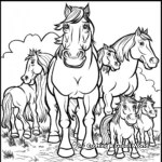 Family of Normandy Draft Horses Coloring Sheets 4