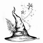 Fancy Witch Hat Coloring Pages: With Feather and Stars 3