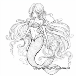 Fantasy Long-haired Anime Mermaid Coloring Pages 1