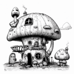 Fantasy Mushroom Palace Coloring Pages 2
