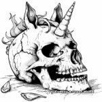 Fantasy Unicorn Skull Coloring Pages 1