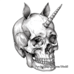 Fantasy Unicorn Skull Coloring Pages 2