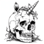 Fantasy Unicorn Skull Coloring Pages 3