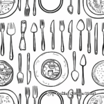 Farmhouse Kitchen Plates and Cutlery Coloring Pages 2