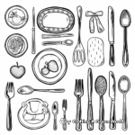 Farmhouse Kitchen Plates and Cutlery Coloring Pages 4