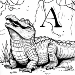 Fascinating Alligator in Habitat Coloring Pages 2