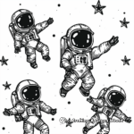 Felt Space Coloring Pages: Astronauts and Stars 1