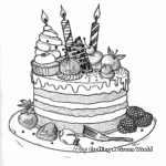 Festive Birthday Cake Coloring Sheets 3