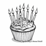 Festive Birthday Cupcake with Candles Coloring Pages 1