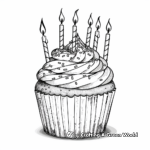 Festive Birthday Cupcake with Candles Coloring Pages 2
