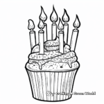 Festive Birthday Cupcake with Candles Coloring Pages 3