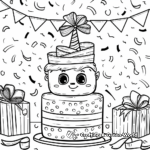 Festive Birthday Ribbon Coloring Pages 1
