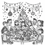 Festive Christmas Feast Table Coloring Pages 1