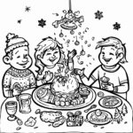 Festive Christmas Feast Table Coloring Pages 4