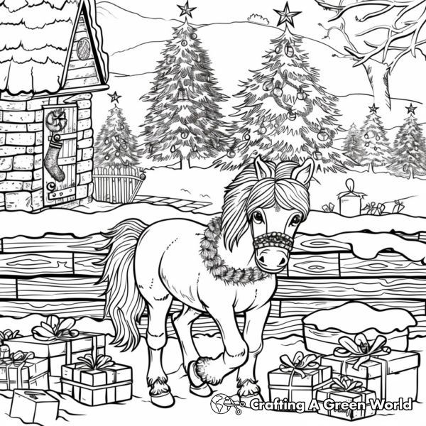 Coloring Pages Christmas Horse