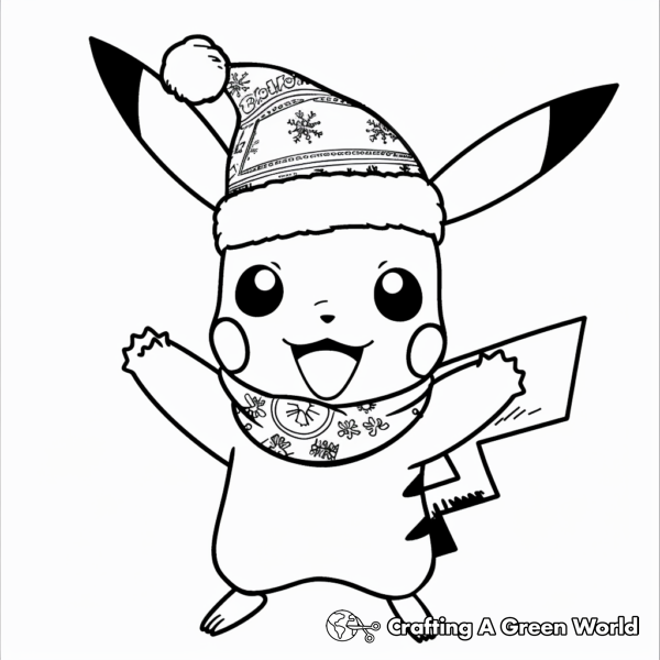 Festive Christmas Pikachu Coloring Pages 1