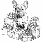 Festive French Bulldog Puppy Opening Christmas Presents Coloring Pages 4