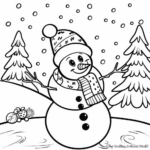 Festive Frosty the Snowman Christmas Scene Coloring Pages 1