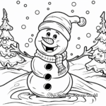 Festive Frosty the Snowman Christmas Scene Coloring Pages 2