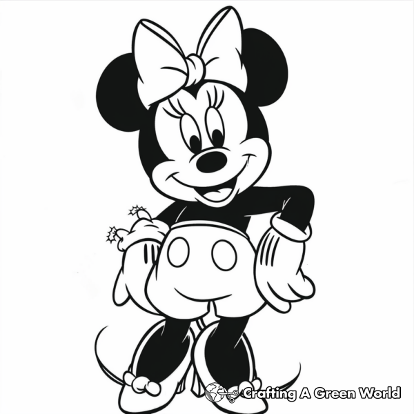 Festive Minnie Mouse Christmas Coloring Pages 1
