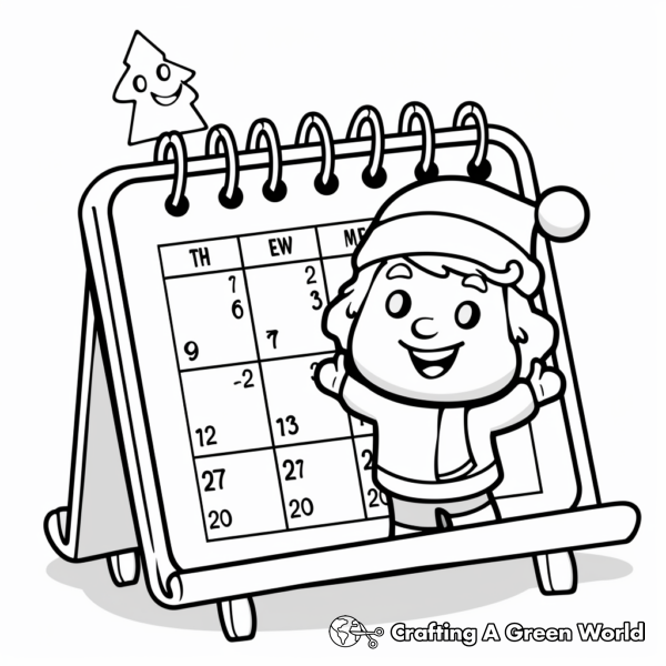 Festive New Year Calendar Coloring Pages 1