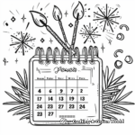 Festive New Year Calendar Coloring Pages 2