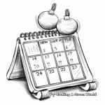 Festive New Year Calendar Coloring Pages 3