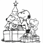 Festive Snoopy and Woodstock Coloring Pages 2