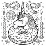 Festive Unicorn Donut Coloring Pages for Birthday Parties 1