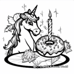 Festive Unicorn Donut Coloring Pages for Birthday Parties 4