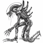 Fierce Xenomorph Warrior Coloring Pages 2